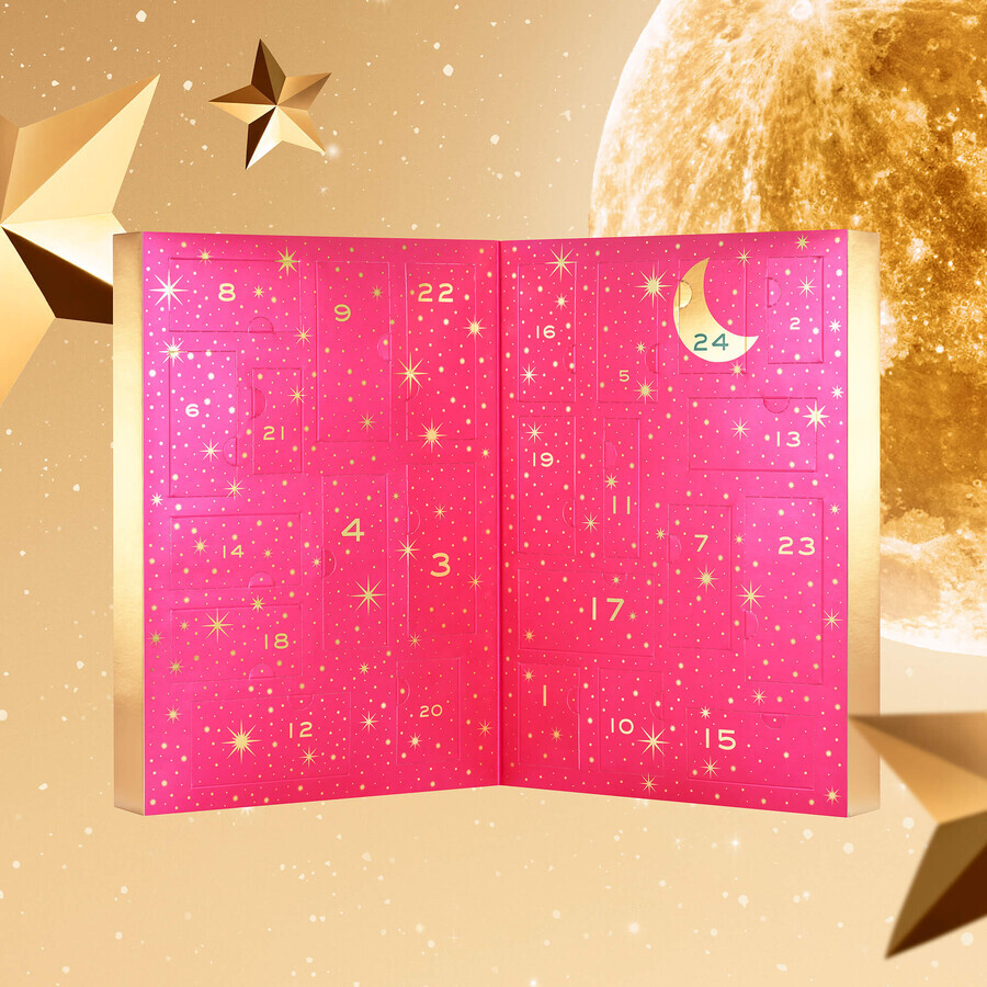 Nuxe set, adventskalender met cosmetica, roze