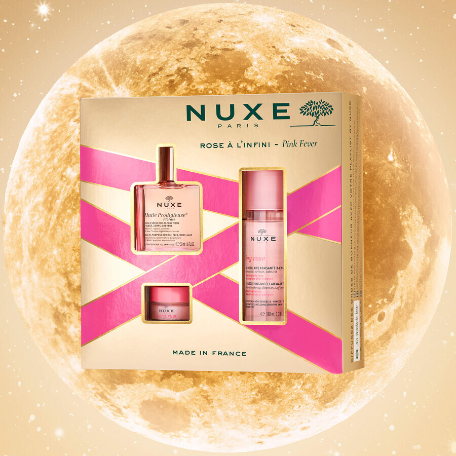 Set Nuxe Huile Prodigieuse Florale, droge olie, 50 ml + Very Rose, rozen lippenbalsem, 15 g + Very Rose, micellair water 3-in-1, 100 ml