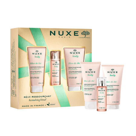 Nuxe Body Reve del set, gel de ducha revitalizante, 100 ml + exfoliante corporal revitalizante, 150 ml + agua perfumada, 30 ml