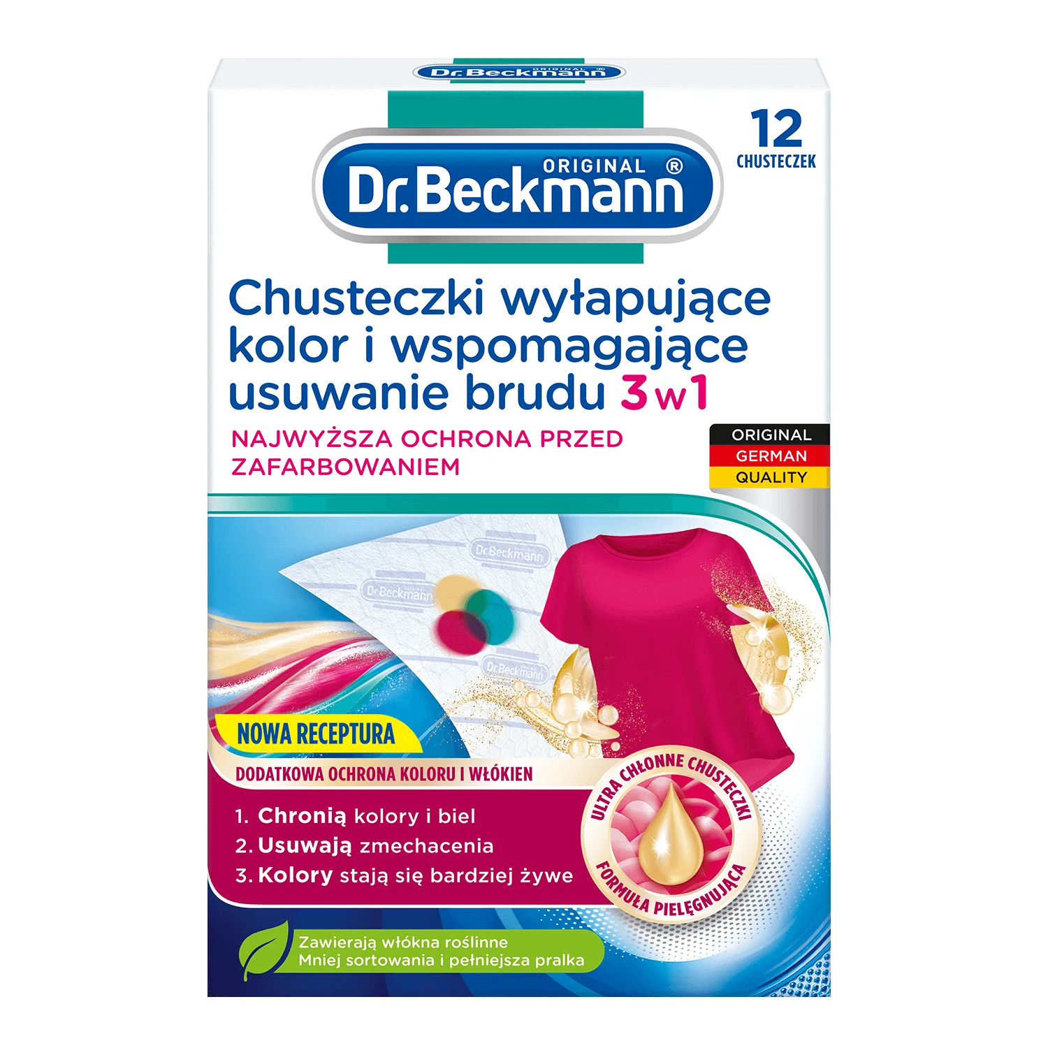 Dr. Beckmann, kleurvangende en vuilverwijderende doekjes 3in1, 12 stuks