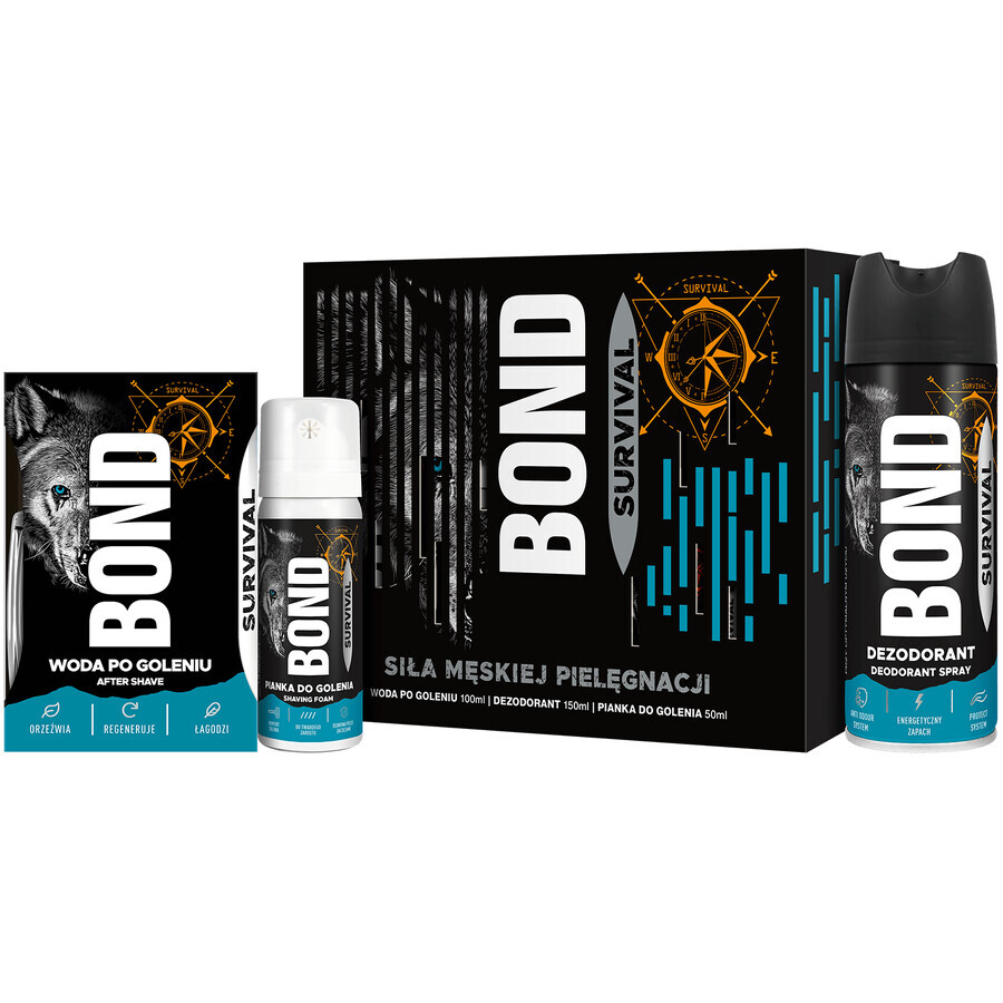 Bond Survival kit, aftershave, 100ml + deodorant, 150ml + shaving foam, 50ml