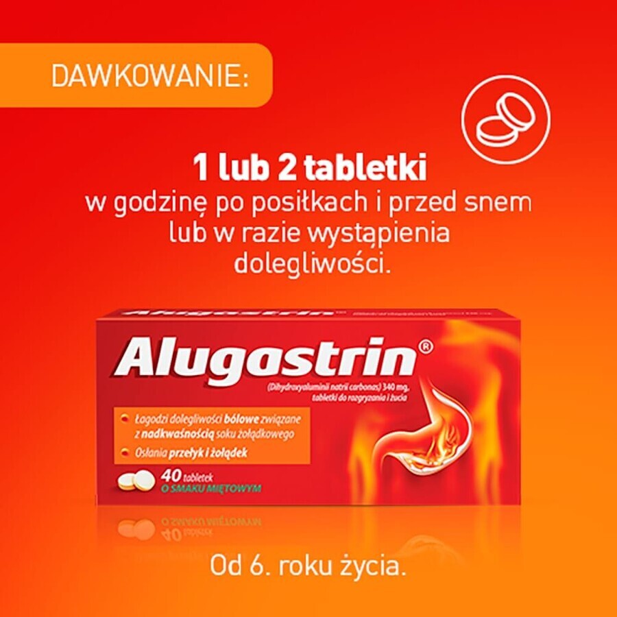 Alugastrin 340 mg, muntsmaak, 40 kauwtabletten