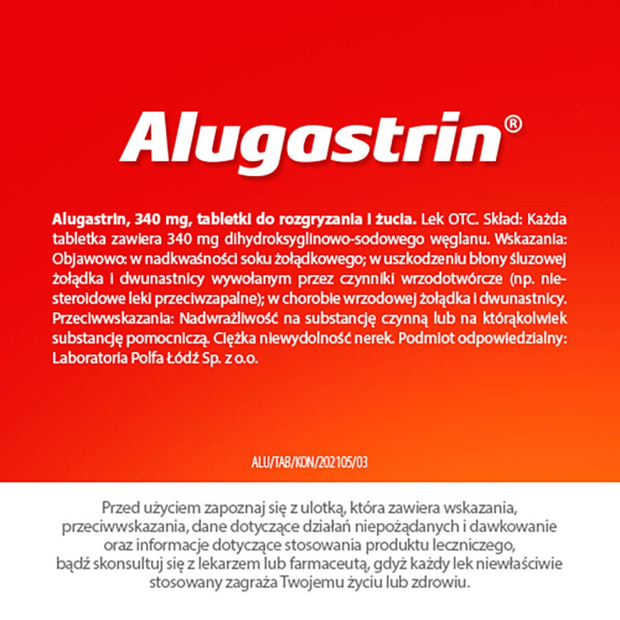 Alugastrin 340 mg, muntsmaak, 40 kauwtabletten