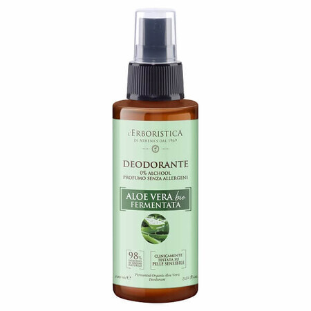 Déodorant sans alcool à l'aloe vera fermenté biologique, 100 ml, L'Erboristica