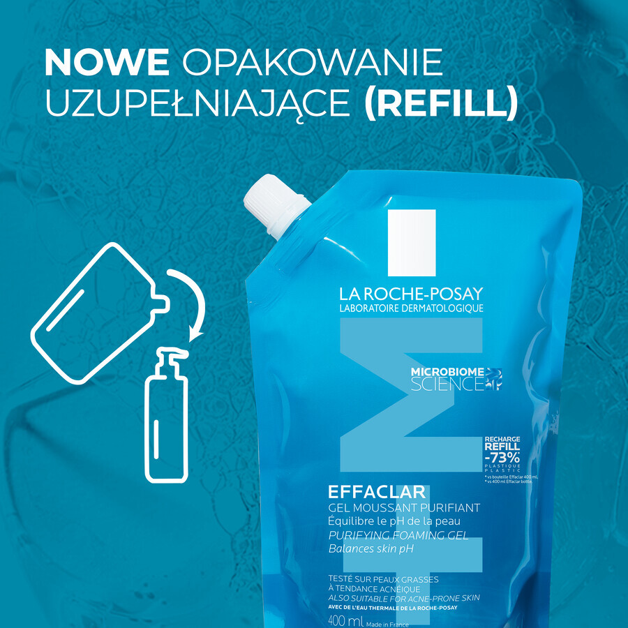 La Roche-Posay Effaclar, reinigingsgel voor de vette en gevoelige huid, reserve, 400 ml