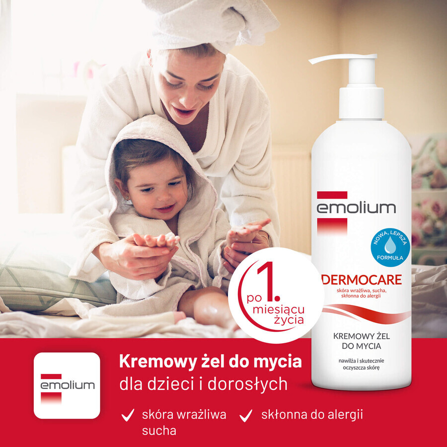 Emolium Dermocare set, body emulsion, 400 ml + creamy washing gel, 400 ml + bath emulsion, 50 ml free