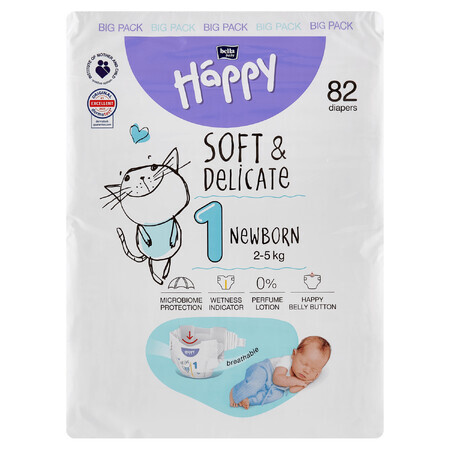 Bella Baby Happy, diapers, size 1 Newborn, 2-5 kg, 82 pcs