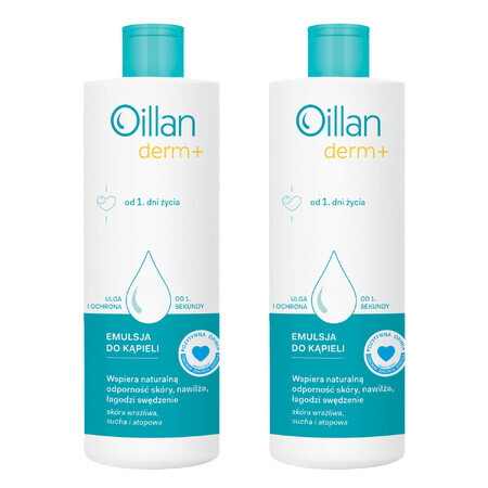 Set Oillan Derm+, bademulsie, vanaf dag 1 van het leven, 2 x 400 ml