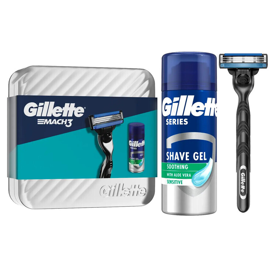 Gillette Mach 3 Set, scheermes, 1 stuk + scheergel, 75 ml