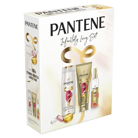 Pantene Infinite Box Set, Versterkende shampoo, 400 ml + Versterkend serum zonder spoelen, 200 ml + Volumespray, 150 ml