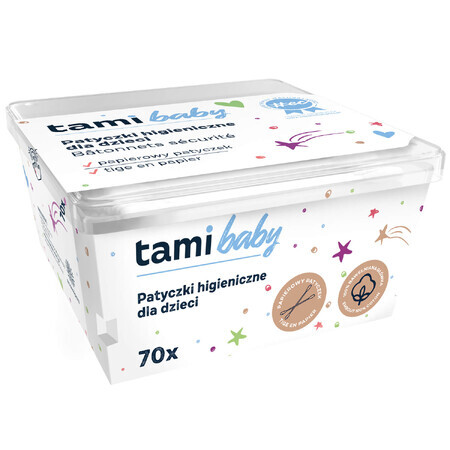 Tami MyBaby, wattenstaafjes voor baby en peuter, 100% katoen, 70 stuks