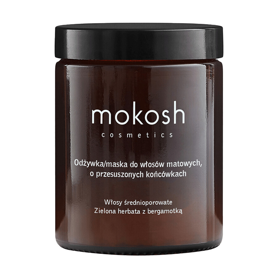 Mokosh, Conditioner-Maske für stumpfes Haar mit trockenen Spitzen, grüner Tee mit Bergamotte, 180 ml