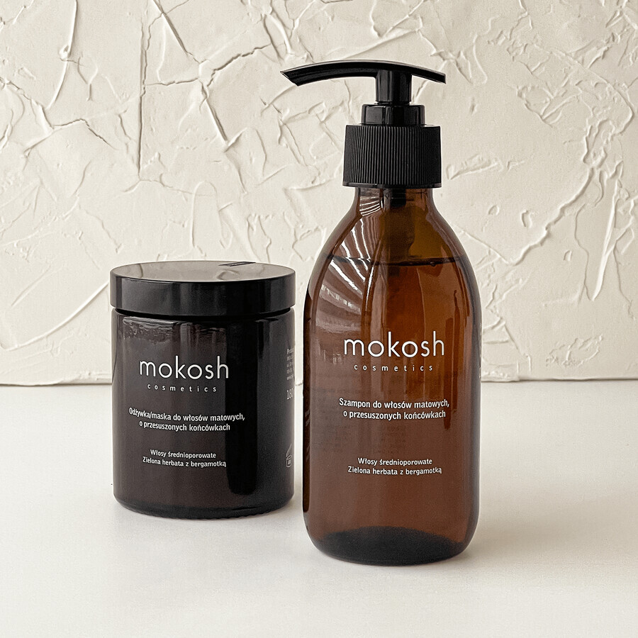 Mokosh, champú para cabello apagado y puntas secas, té verde con bergamota, 200 ml