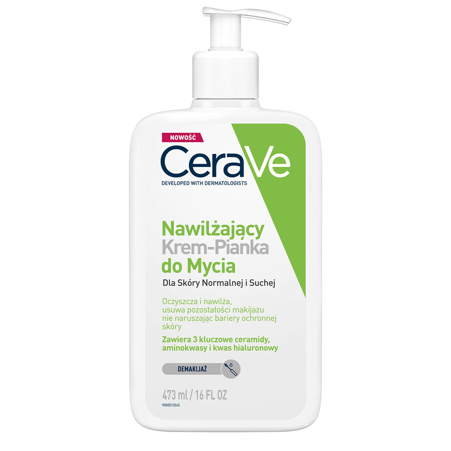 CeraVe, cremă-spumă de curățare hidratantă, piele normală și uscată, 473 ml