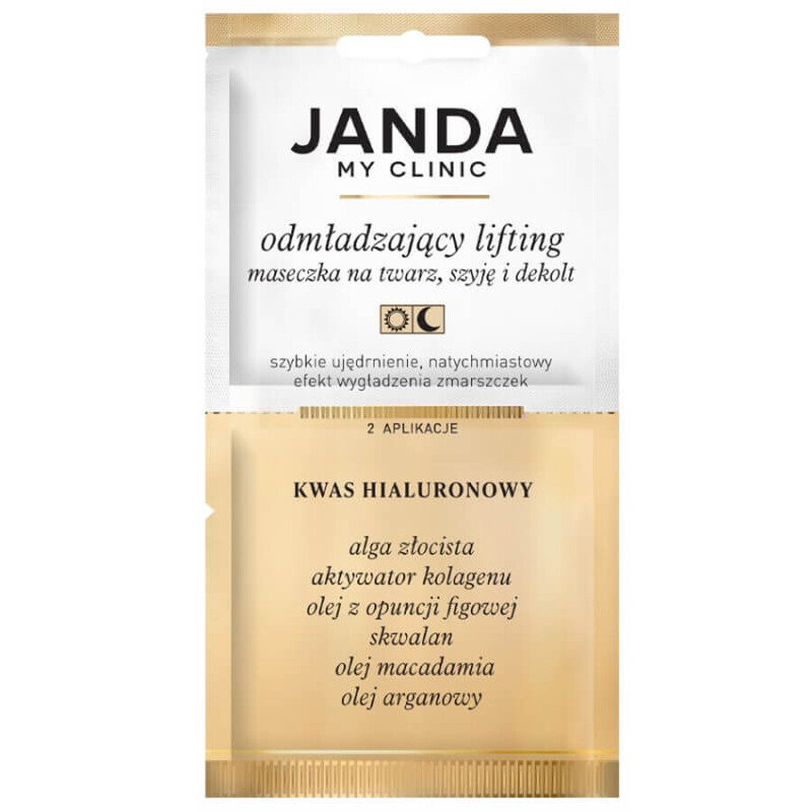 Janda My Clinic Hilos de Colágeno, mascarilla para rostro, cuello y escote, Ácido Hialurónico, 8 ml