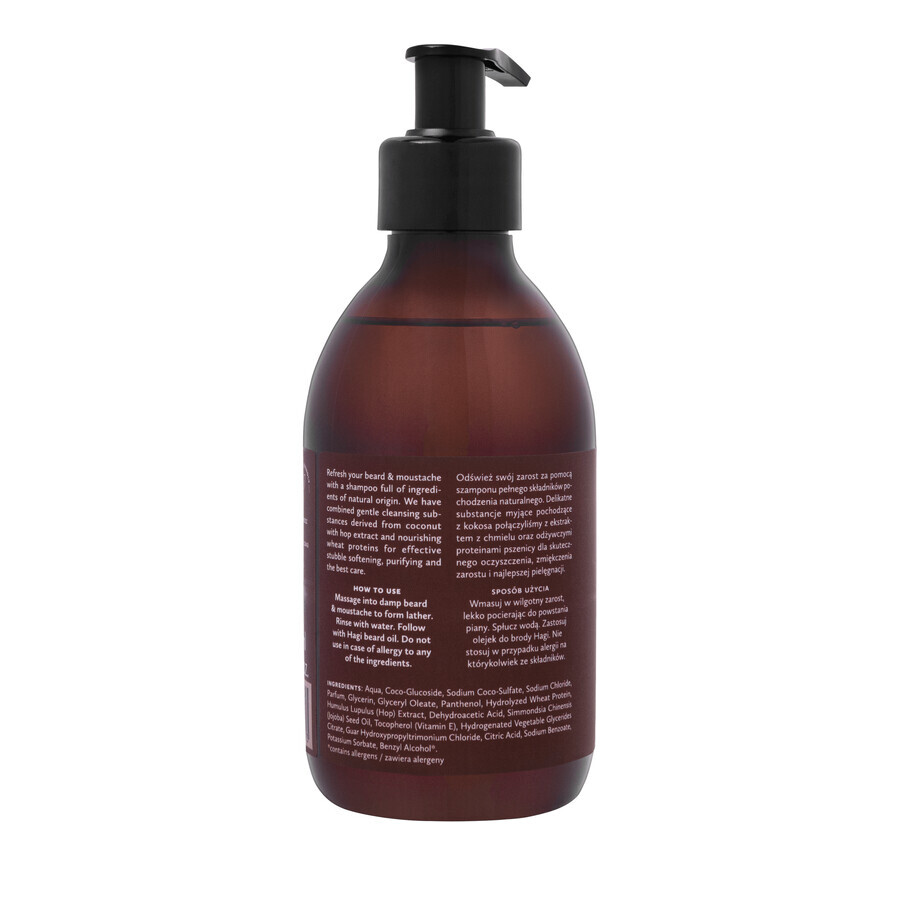 Hagi Men Whisky Barber, natuurlijke baard- en snorshampoo, verzachtend, 300ml