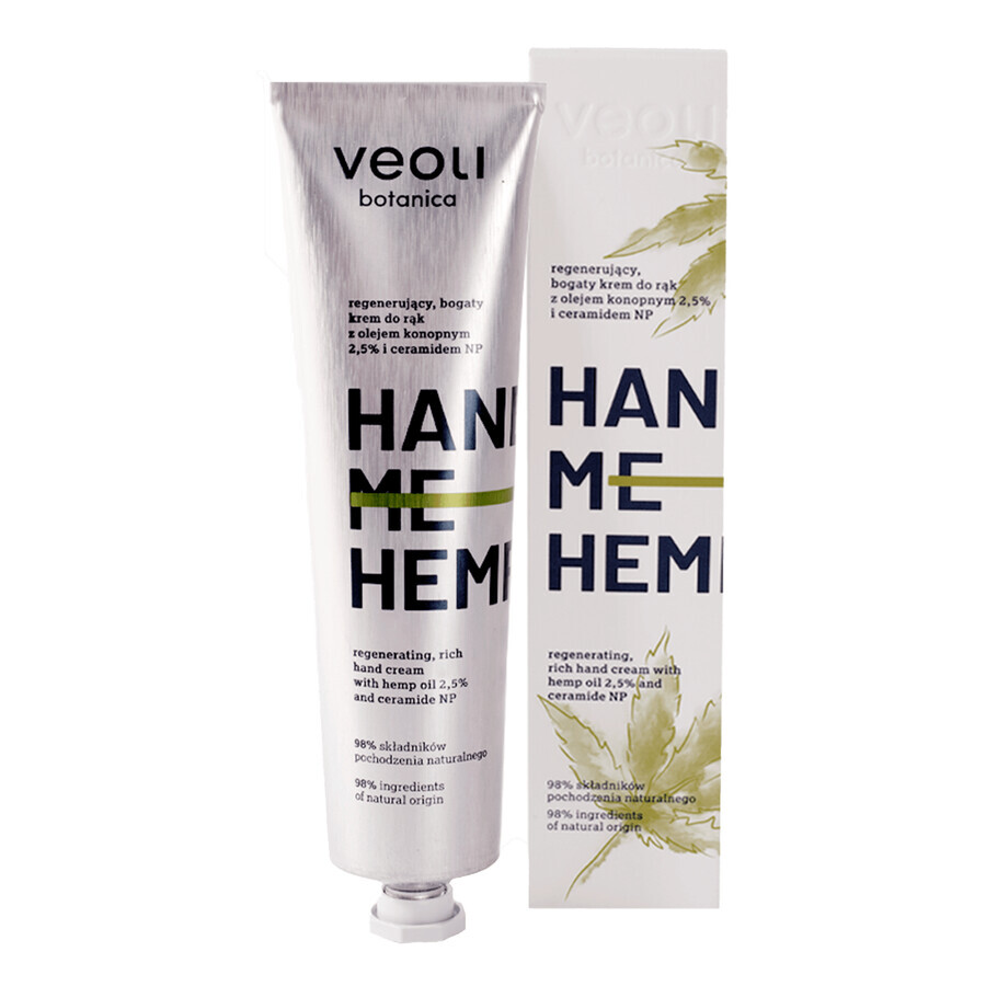 Veoli Botanica Hand Me Hemp, regenerating, rich hand cream with hemp oil 2.5% and ceramide NP, 75 ml