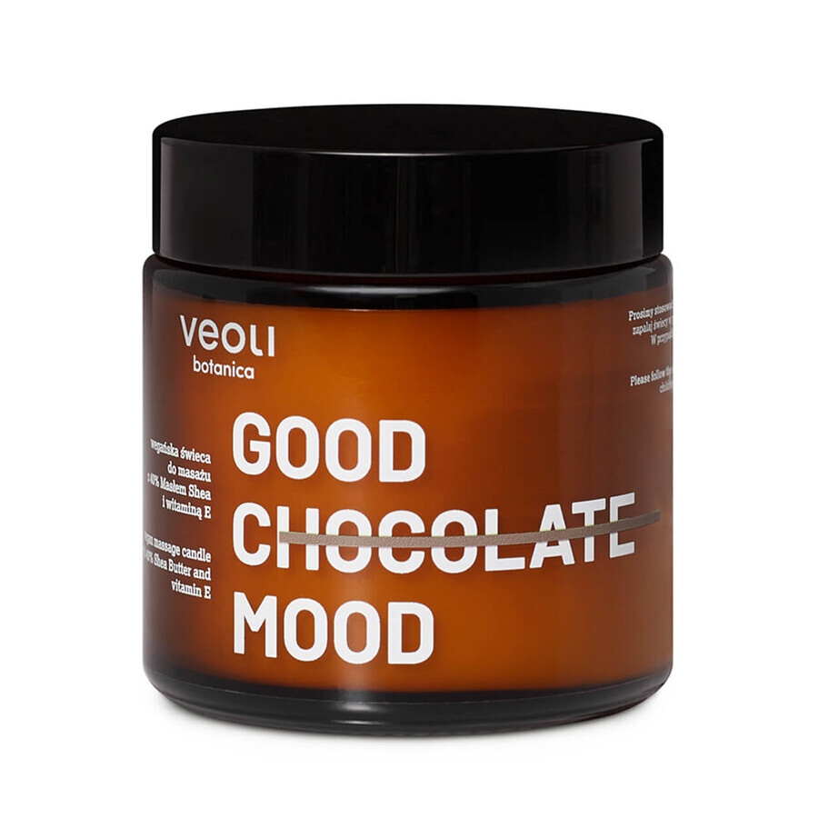 Veoli Botanica Good Chocolate Mood, vela de masaje vegana con 40% manteca de karité y vitamina E, 100 ml