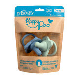 Dr. Brown's Happy Paci, speen in zachte vorm, silicone, blauw/groen, 0-6 maanden, 2 stuks