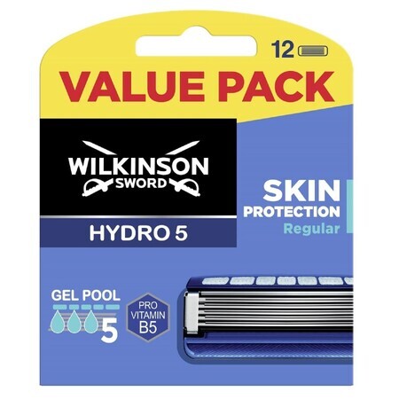 Wilkinson Sword Hydro 5, vervangingspatronen, Huidbescherming Regular, 12 stuks