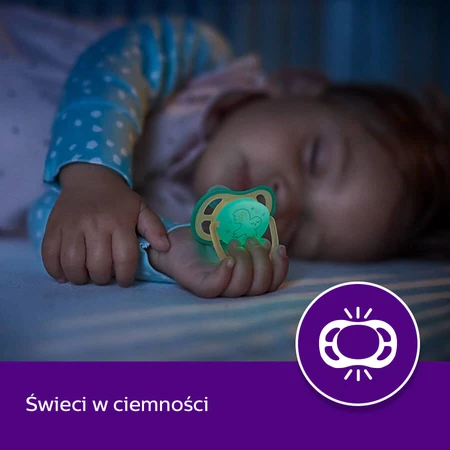 Avent Ultra Air Night, fopspeen, silicone, symmetrisch, glow-in-the-dark, jongen, SCF376/18, 0-6 maanden, 2 stuks