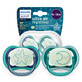 Avent Ultra Air Nighttime, fopspeen, silicone, symmetrisch, glow-in-the-dark, jongen, SCF376/13, 6-18 maanden, 2 stuks