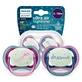 Avent Ultra Air Nighttime, tétine, silicone, symétrique, phosphorescente, fille, SCF376/14, 6-18 mois, 2 pièces