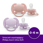 Avent Ultra Soft, suzetă, silicon, simetrică, fetiță, SCF091/31, 0-6 luni, 2 bucăți