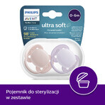 Avent Ultra Soft, suzetă, silicon, simetrică, fetiță, SCF091/31, 0-6 luni, 2 bucăți