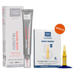 Set con MartiDerm Shots Arbutin Dark Spots, siero per il viso, 20 ml + Platinum Night Renew, booster notturno, 2 ml x 5 fiale