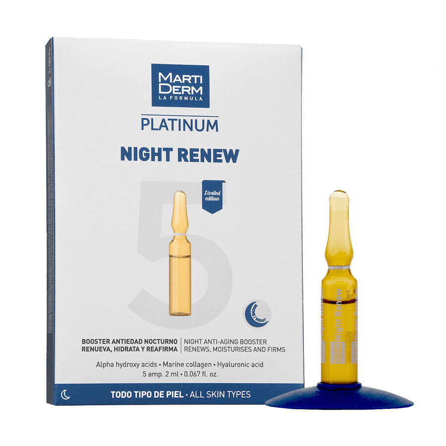 Set con MartiDerm Shots Arbutin Dark Spots, siero per il viso, 20 ml + Platinum Night Renew, booster notturno, 2 ml x 5 fiale