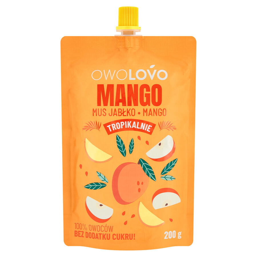 Owolovo Tropisch Mango Appel-Mango Mousse in een tube, 200 g