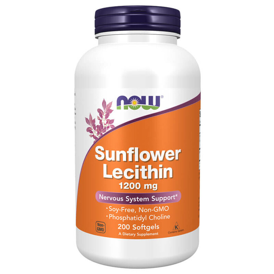 Now Foods Zonnebloem Lecithine, zonnebloempit lecithine 1200 mg, 200 zachte capsules