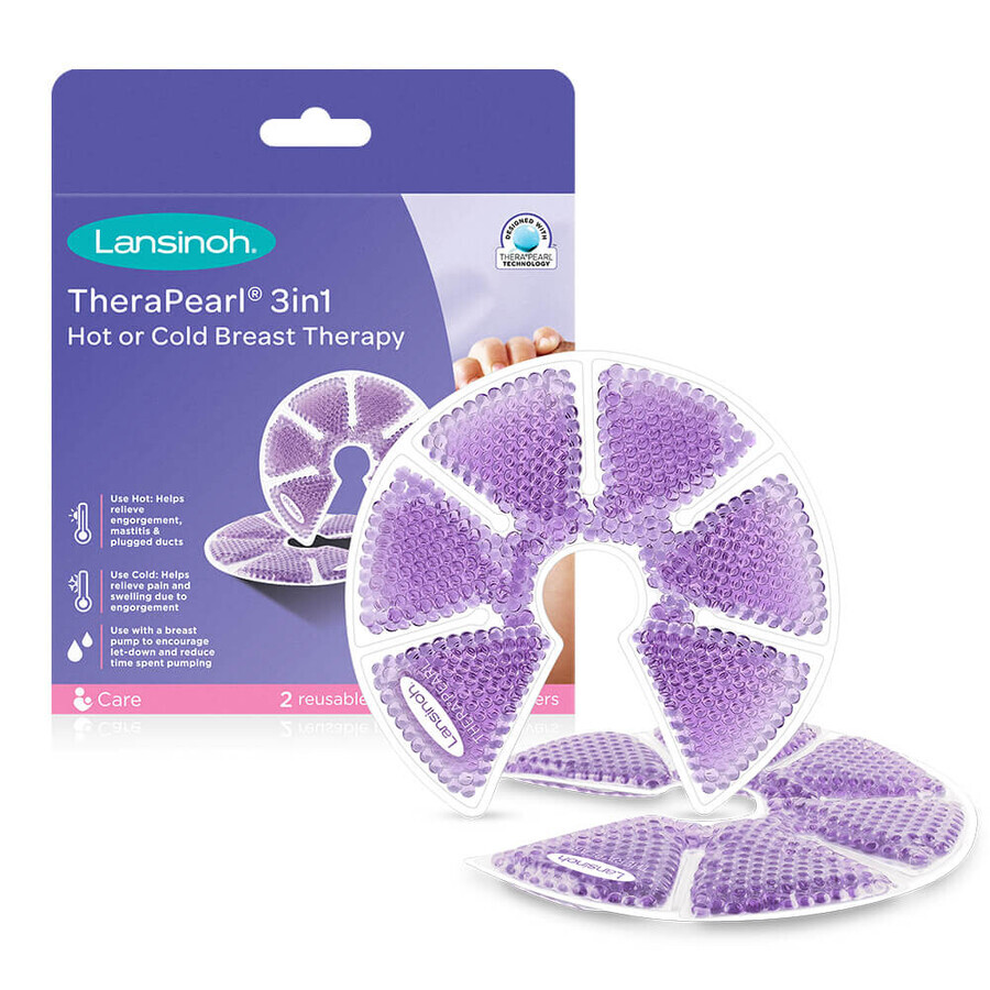 Lansinoh Therapearl set, 3-in-1 gel borstkompressen, 2 stuks + NaturalWave speenfles, 160 ml gratis