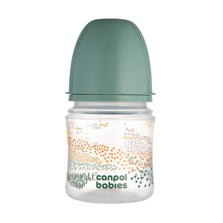 Canpol Babies EasyStart, anticolica, bottiglia a bocca larga, Mountains, verde, 35/242, dalla nascita, 120 ml