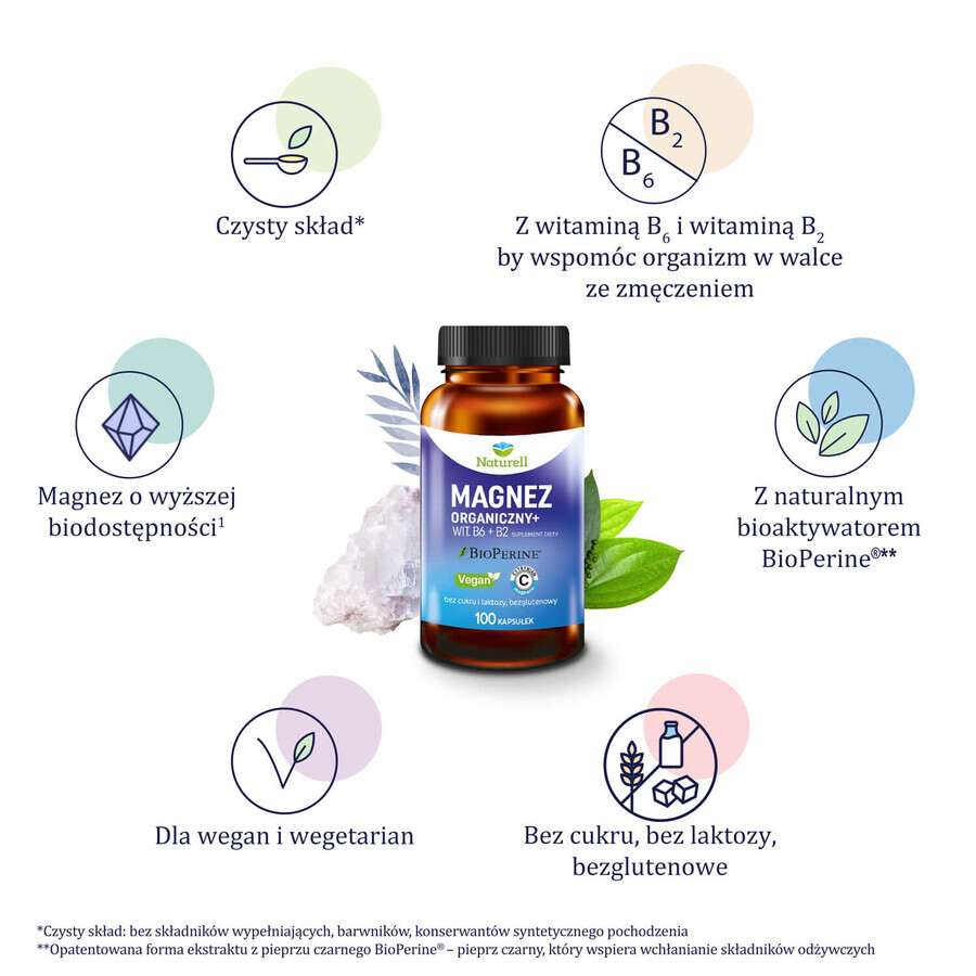 Naturell Organisch Magnesium+, 100 capsules