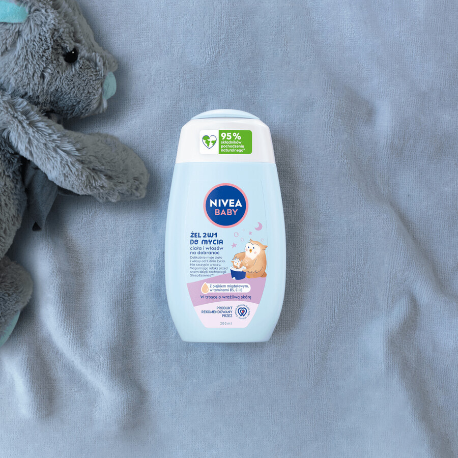 Nivea Baby 2-in-1 cleansing gel for body and hair before bed, from the first day, 200 ml