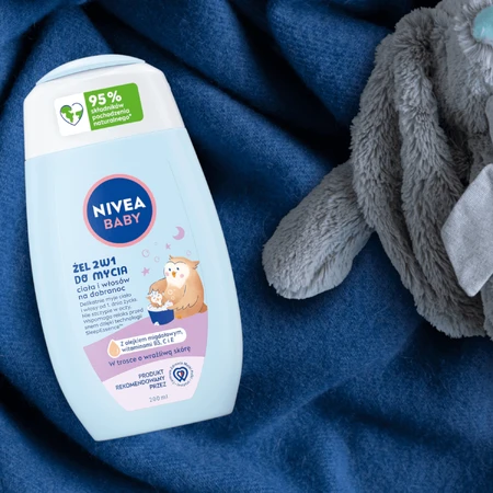 Nivea Baby, 2-in-1 reinigingsgel voor lichaam en haar voor het slapen gaan, vanaf dag 1, 200 ml