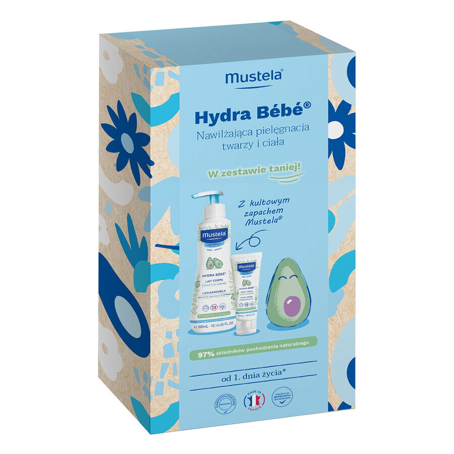 Mustela Hydra Bebe Set mit Bio-Avocado, ab Tag 1, Körpermilch, 300 ml + Gesichtscreme, 40 ml