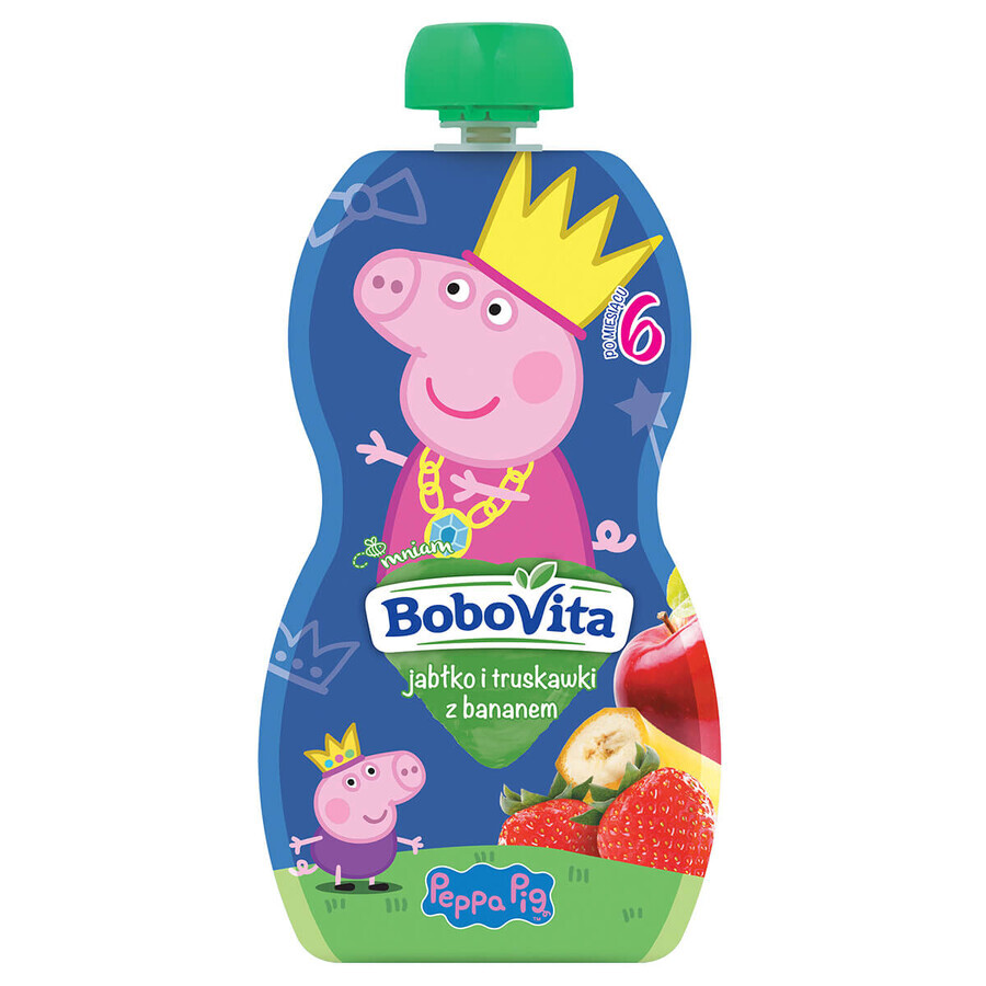 BoboVita Peppa Pig Mousse in een tube, appel en aardbei met banaan, na 6 maanden, 100 g