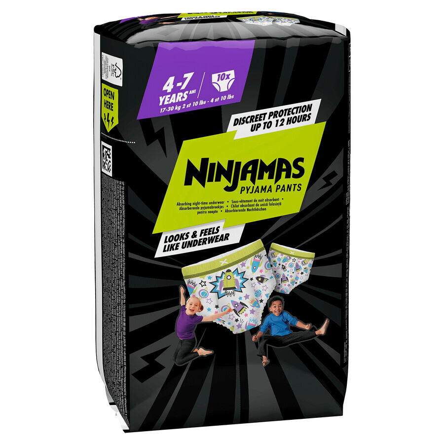 Pampers Ninjamas Pyjama Pants, pannolini per bambini, 4-7 anni, 17-30 kg, 10 pz.