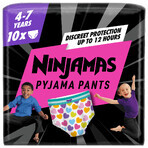 Pampers Ninjamas Pyjama Pants, pannolini per bambine, 4-7 anni, 17-30 kg, 10 pz.