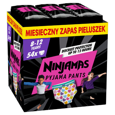 Pampers Ninjamas Pyjamabroek, luiers voor meisjes, 8-12 jaar, 27-43 kg, 54 stuks