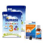 Humana 3 Little Explorers set, melkdrinkpoeder, na 12 maanden, 2 x 650 g + Benelife Vitamine D3, 5,5 ml gratis