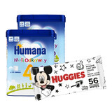 Humana 4 Little Explorers set, melkdrinkpoeder, na 24 maanden, 2 x 650 g + vochtige doekjes, 56 gratis