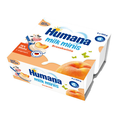 Humana Milk Minis Desert cu iaurt cu aromă de piersici, după 6 luni, 4 x 100 g