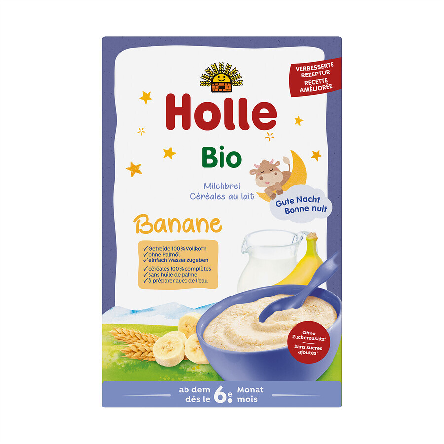 Holle Bio milk and banana porridge, whole grains, after 6 months, 250 g