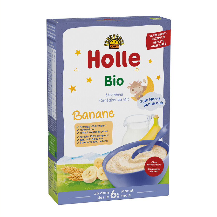 Holle Bio milk and banana porridge, whole grains, after 6 months, 250 g