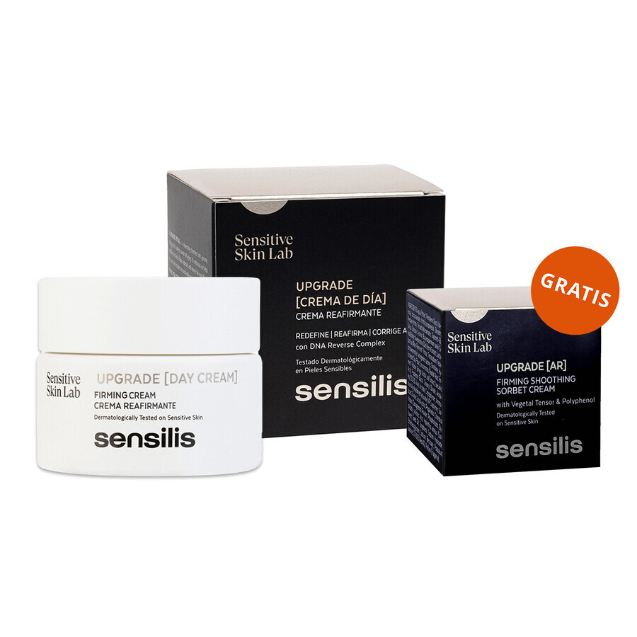 Sensilis Upgrade, crema giorno rassodante e correttiva delle rughe, 50 ml + Upgrade AR, crema sorbetto rassodante e lenitiva, 5 ml in omaggio