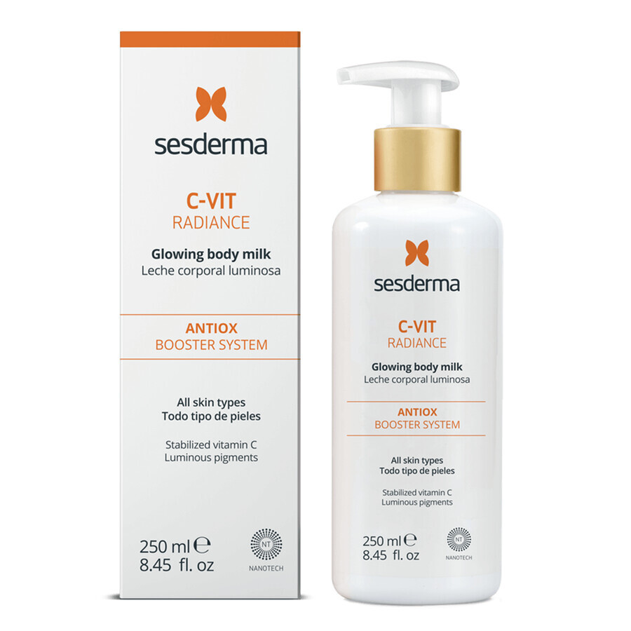 Coffret Sesderma, C-Vit Radiance, lait corporel illuminant, 250 ml + Repaskin, spray solaire transparent, SPF 50, 200 ml 